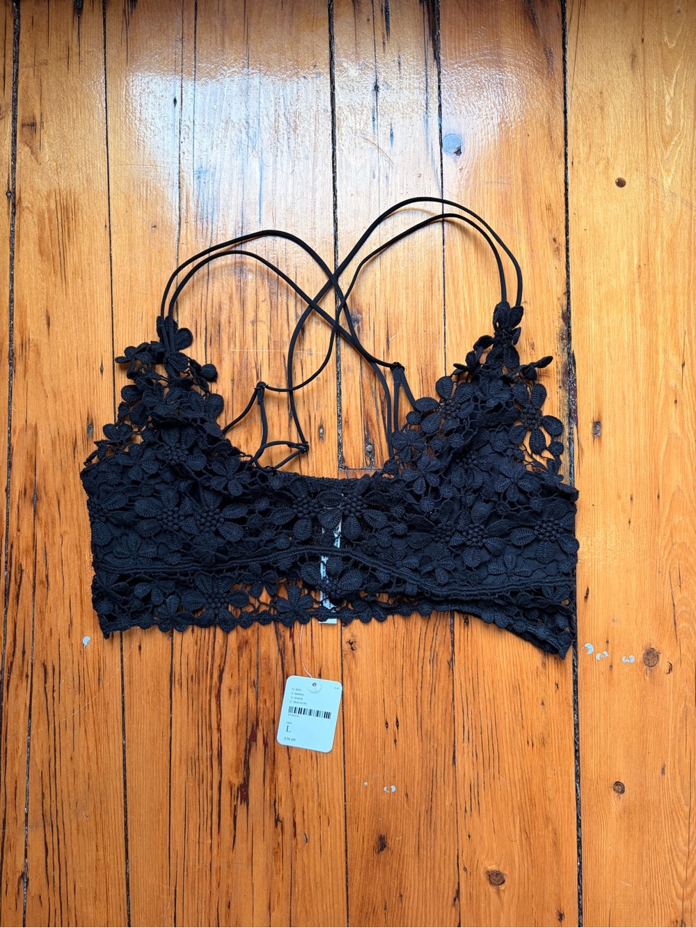 NWT Free People Bralette Black Floral Lace